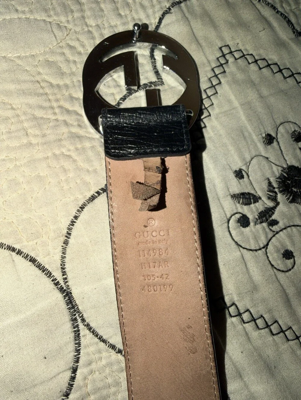 Gucci Green & Red Web Leather Belt with Silver GG Buckle